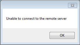 Unable‑to‑connect dialog box
